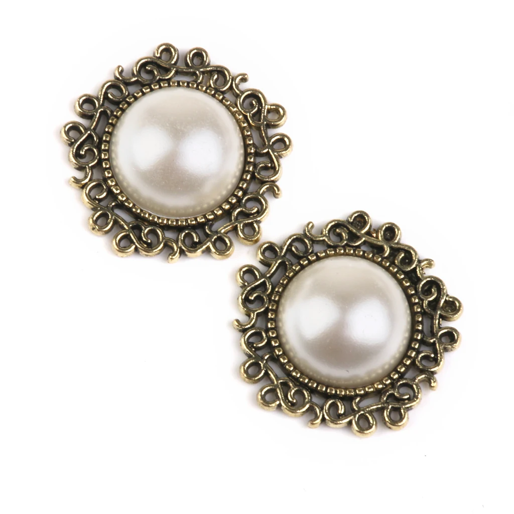 10 шт. Ретро Винтаж круглый бежевый искусственная пуговицы с жемчугом и стразами