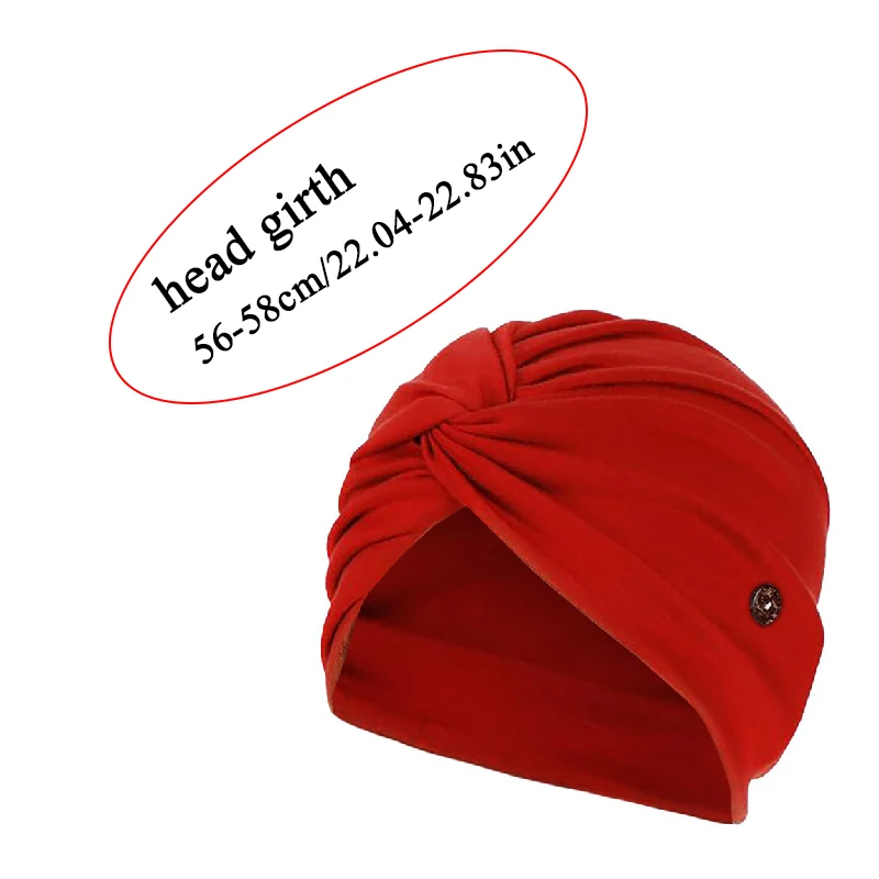 

Women's Muslim Headwear Head Wrap Caps Solid Color Folding Twisted Headscarves Turban Hat Anti-seize Button Headscarf Hat