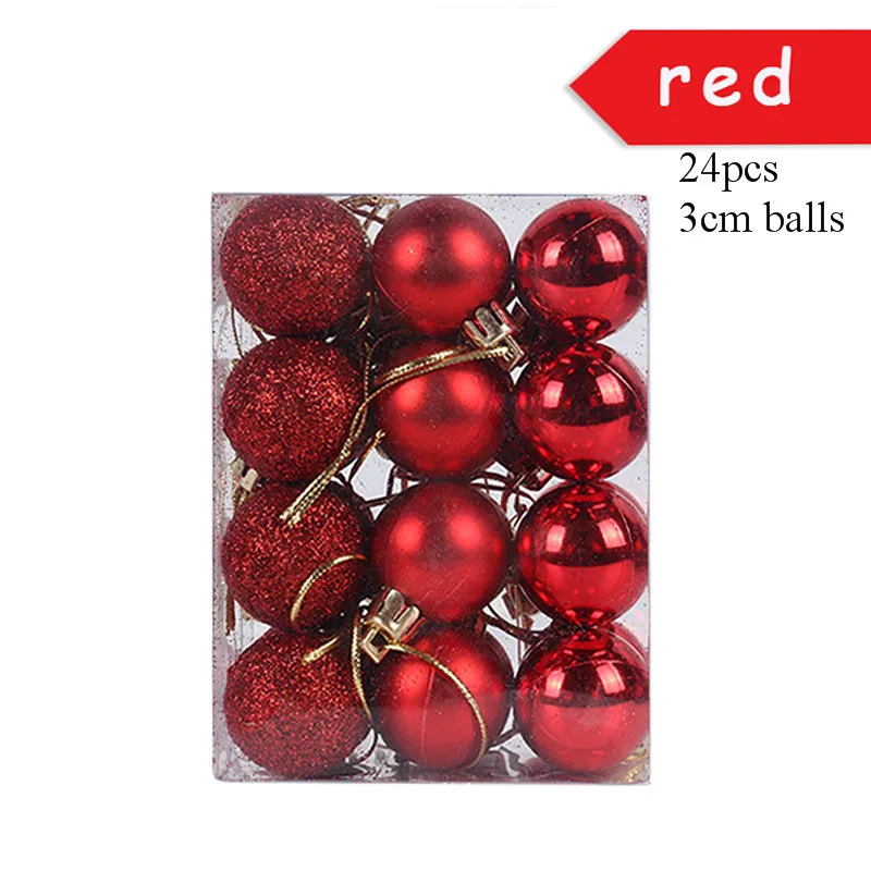 24pcs 3cm balls C Веселые рождественские подарочные сумки Рождественская елка пластиковая упаковочная сумка Снежинка коробка с рождественскими конфетами новогодний спрос среди детей сумка Noel Navidad - Цвет: 24pcs 3cm balls C