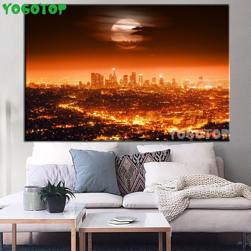 

diy Diamond Painting 5d diamond Embroidery City architecture night view Moon full square drill Mosaic cross stitch decor YY5396
