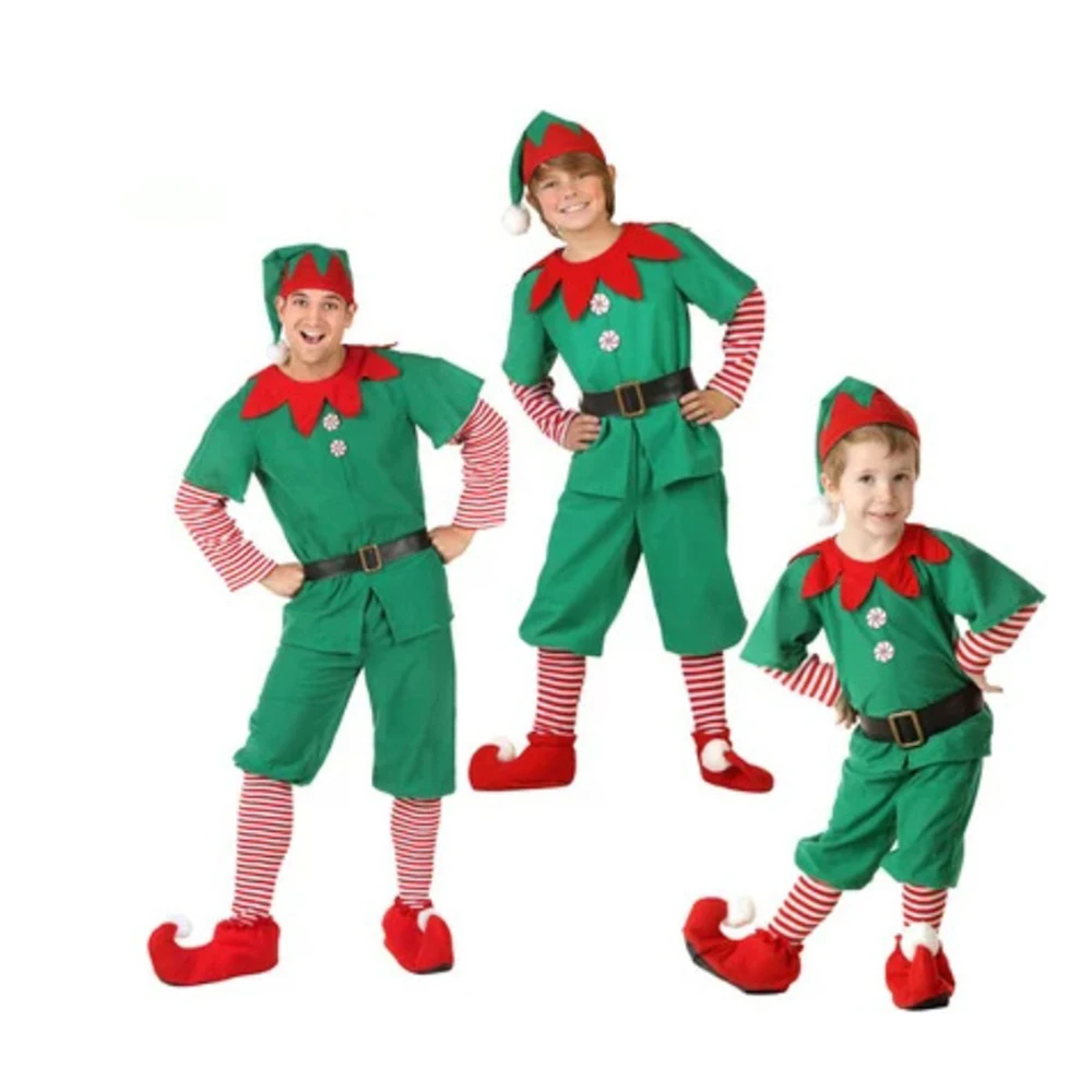 Женские и мужские для мальчиков девочек Рождественский костюм Санта Клауса