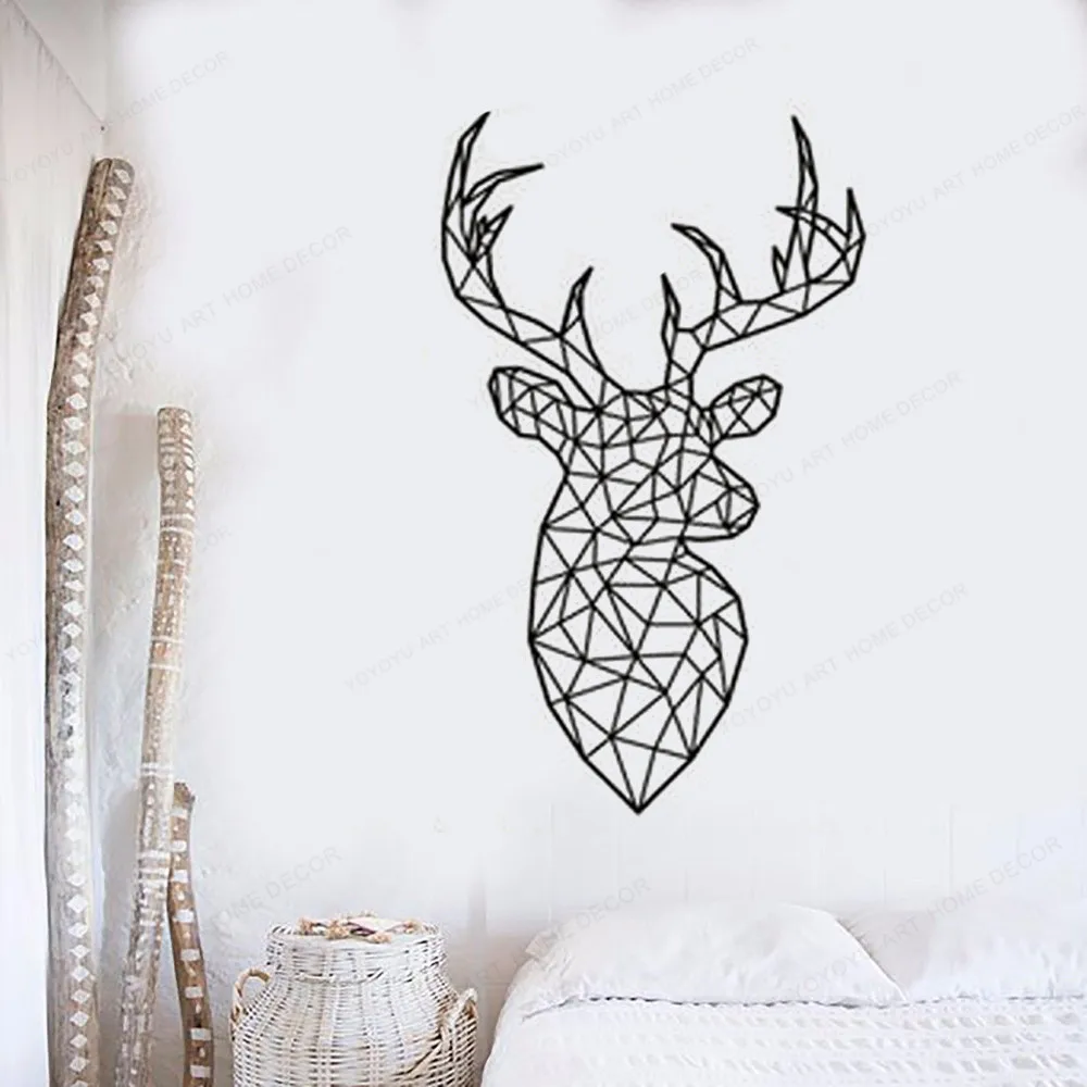 

Geometric Deer Head Graphic Wall sticker vinyl Hunting Modern Wall Decal Geometric Stag Animals Wall Decor JH673