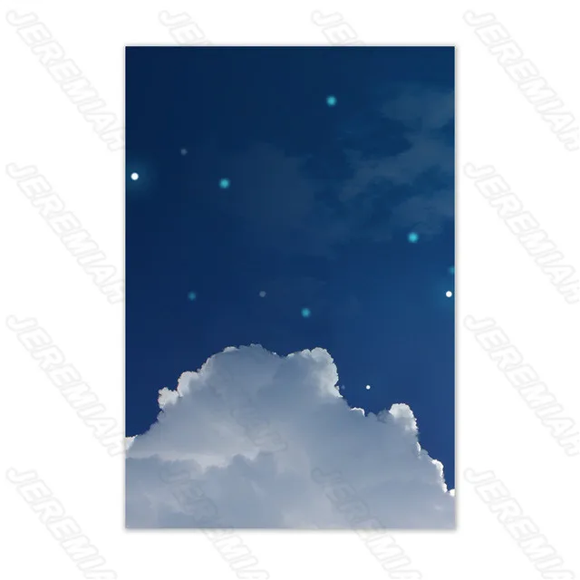 

Blue Sky Deer Landscape Poster Nordic Style Waterproof Ink Drawing Art Painting Modern Living Room Bedroom Decoration