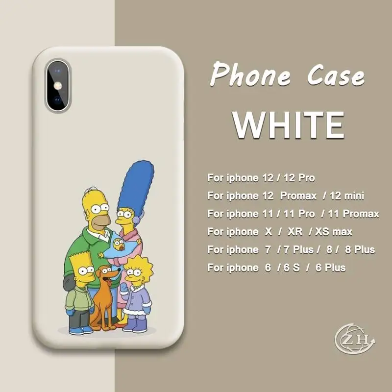 

Bart Simpson Phone Case White For Iphone 12 11 PRO MAX X XS XR 6S 7 8 PLUS SE Cases Cover