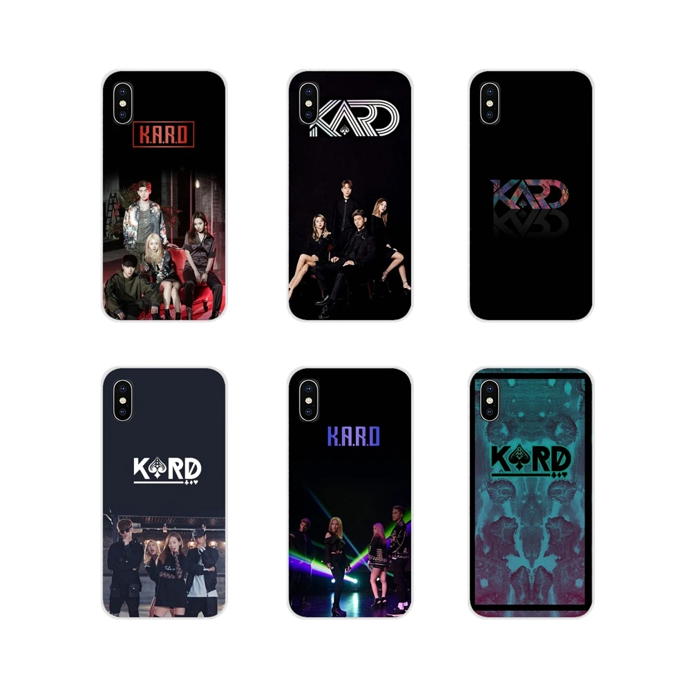 Мягкий прозрачный чехол розового цвета в Корейском стиле Kpop K.a.r.d группой для Apple