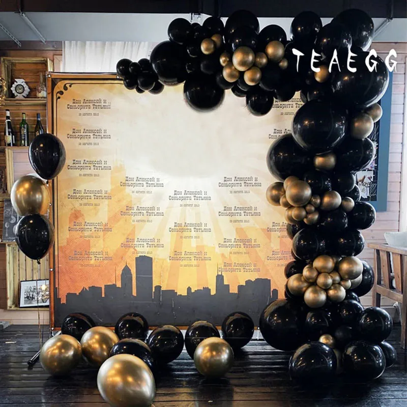 108 шт 18 ''черное оформление вечеринки воздушный шар мметалл хром золото Globos для