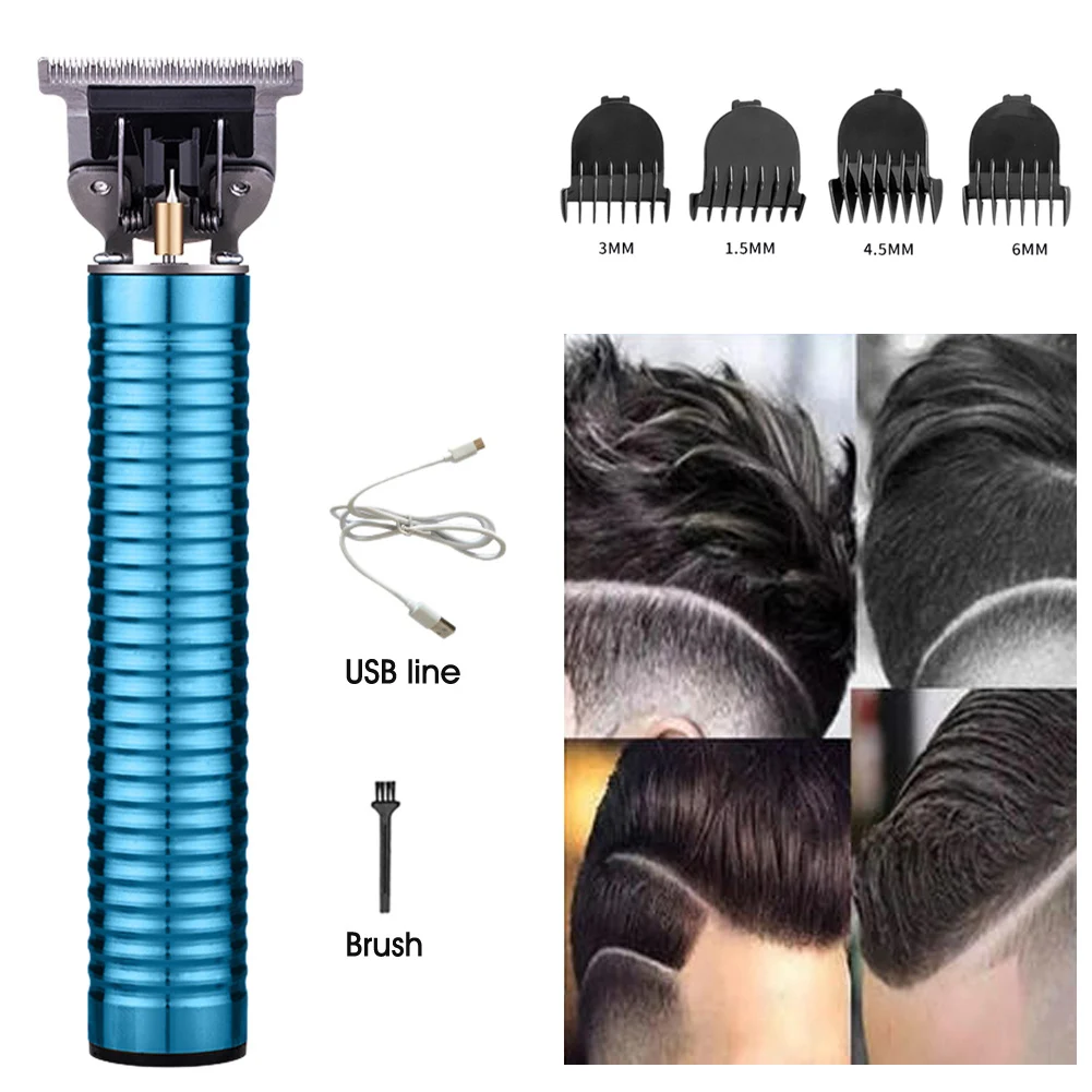 

Men Professional USB Rechargeable T Outliner With Comb Beard Shaving Cordless Oil Head Hair Trimmer Carving Grooming Home Salon
