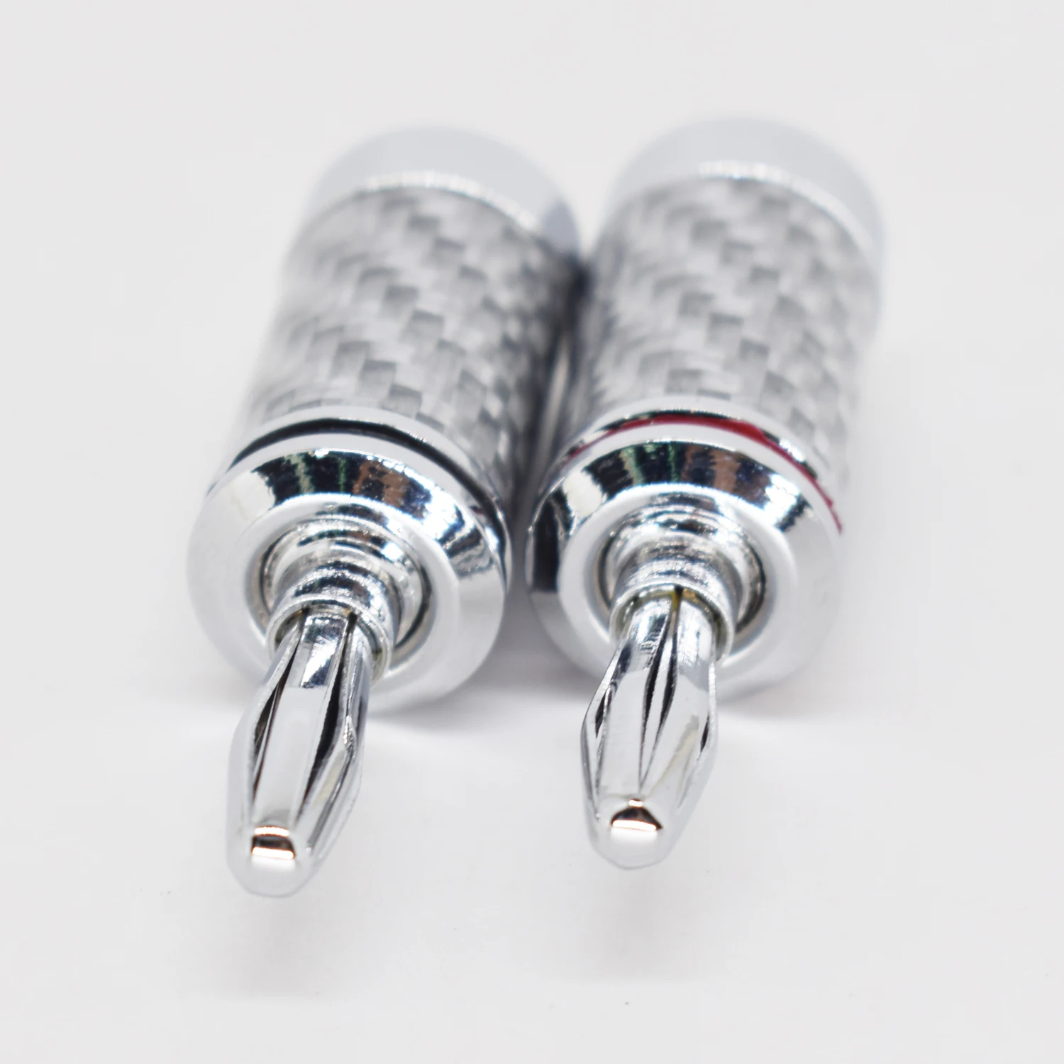 1 pair Rhodium 4mm Banana Plug Male Speaker Audio Connector Carbon Fiber Tube | Электроника