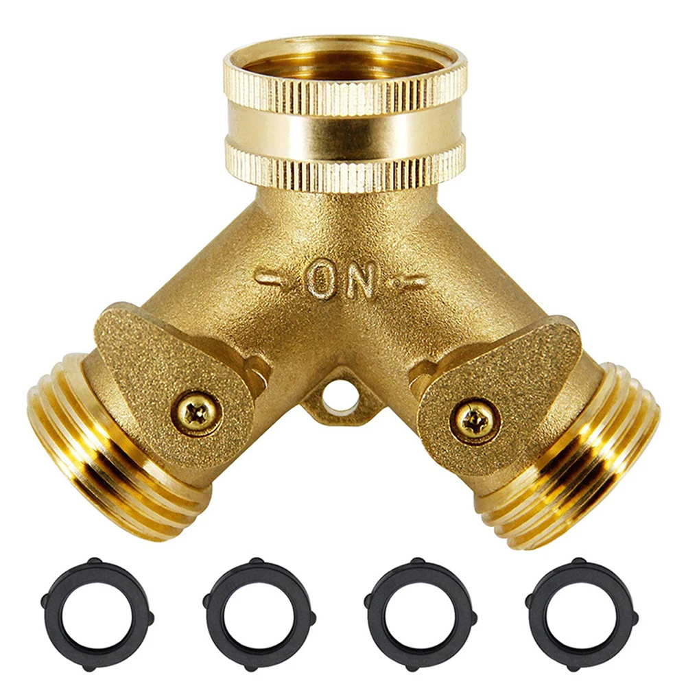

Hose Pipe Splitter 3/4 Inch Brass Garden Double Pass Ball Valve Splitter Hose Pipe Tap Connectors For Car Wash Garden Irrigation
