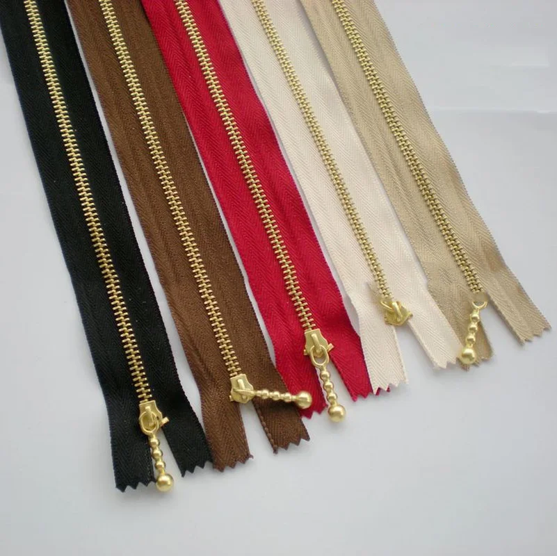 

10PCS Metal Zippers 40cm 3# Close-end Zip Bronze Gold Tooth for DIY Sewing Bags Jeans Shoes Clothing Tailor Craft Acessories