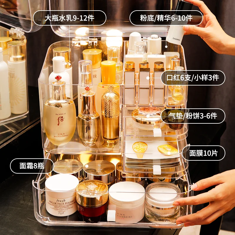 Модный акриловый Органайзер для макияжа косметическая коробка хранения большая