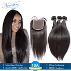 Бразильские прямые натуральные волосы, 3 пряди, человеческие волосы, плетение с застежкой, 10 А, новая звезда, выровненные кутикулы, необработанные волосы, плетение и закрытие