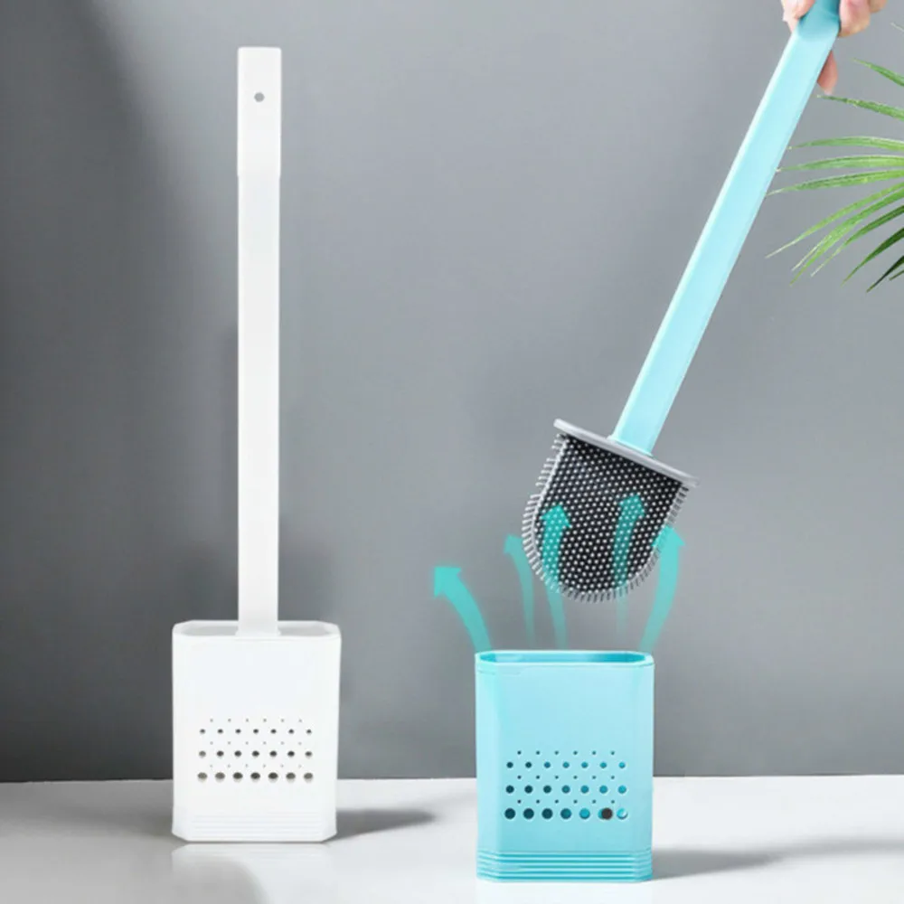 

Ventilate Drain Toilet Brush Long Handle Deep Cleaner Base Silicone Flat Head Flexible Soft Bristles Brush Bathroom Accessori L1