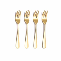 gold tableware cutlery set gold tea fork 4 pieces dinnerware set 4pcs set stainless steel cutlery set pie fork kitchen flatware