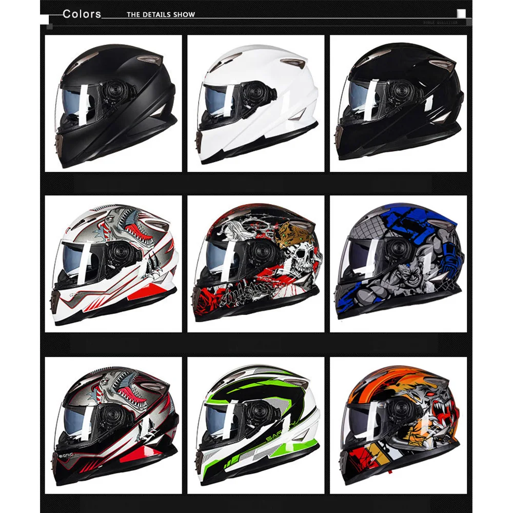 

Motorcycle Helmet Moto Summer Breathable Motocross Crash Helmet Professional Full Face Anti-fog Glare Double Lens for Men Women