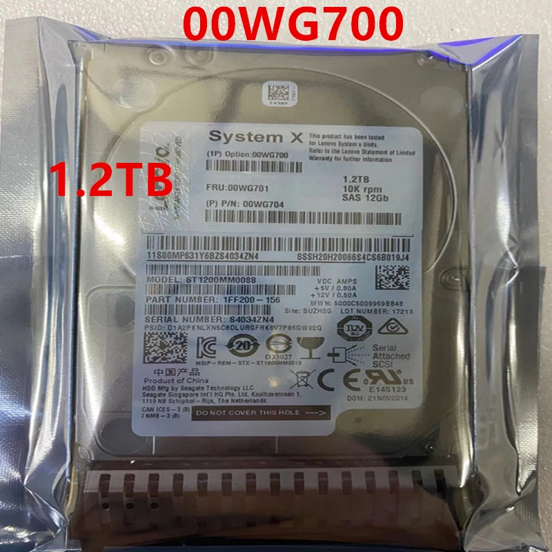 

New HDD For Lenovo X3650 M5 X6 1.2TB 2.5" SAS 12 Gb/s 64MB 10K For Internal HDD For Server HDD For 00WG700 00WG701 00WG704
