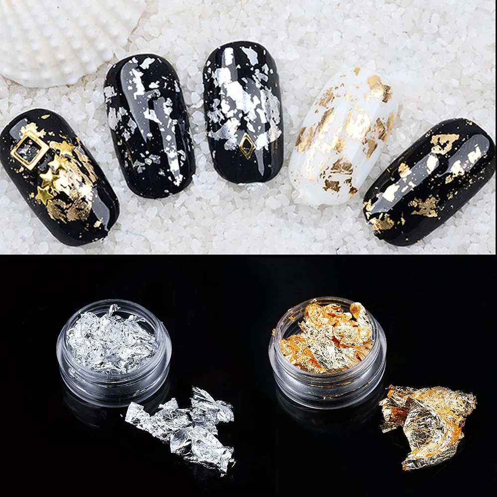 1 коробка Золотая зеркальная алюминиевая фольга бумажная наклейка для ногтевого