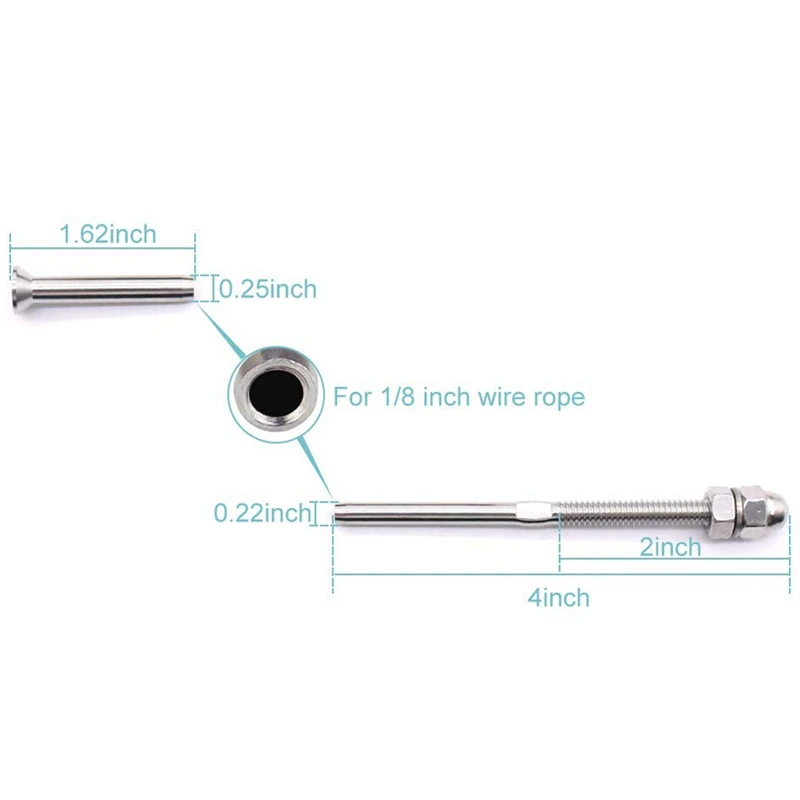T 316 набор перил для кабеля с резьбой Swage Stud и Stemball Fitting 1/8 дюйма морская лестничная