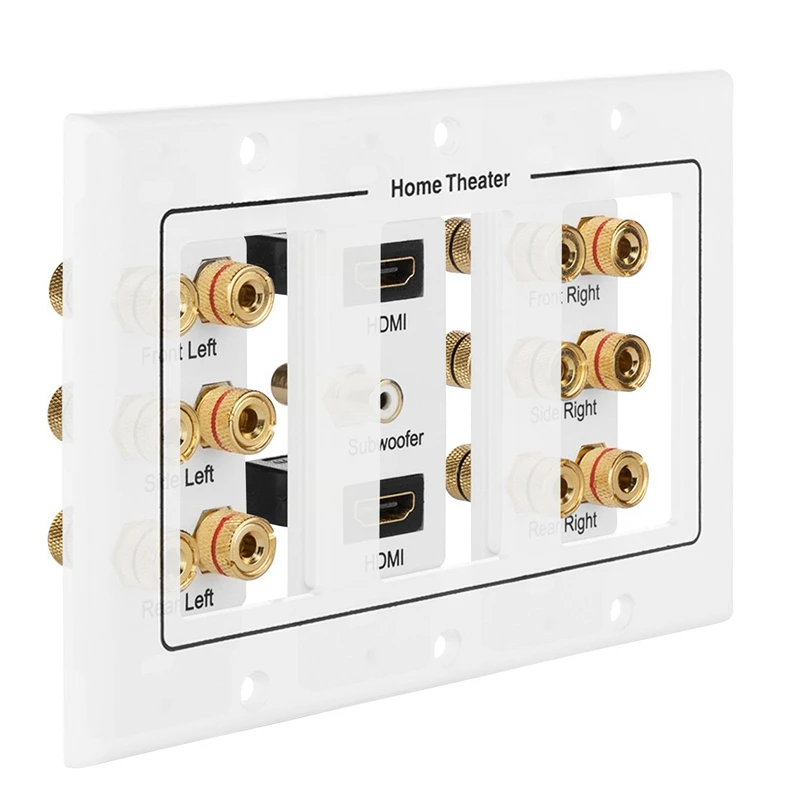 3-Gang 6 1 настенная панель динамика для домашнего кинотеатра пластина RCA 2 HDMI