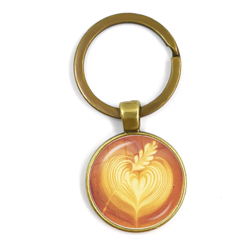 Кофейный латте стеклянные брелки из кабошона с шоколадным принтом Любовь сердце