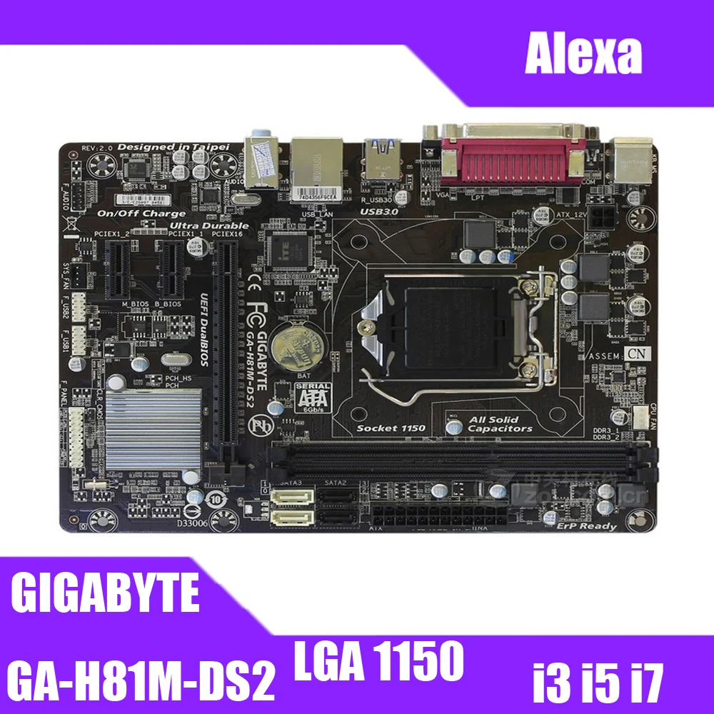 GIGABYTE GA-H81M-DS2 настольная материнская плата H81 розетка LGA 1150 i3 i5 i7 DDR3 16G Micro-ATX UEFI BIOS
