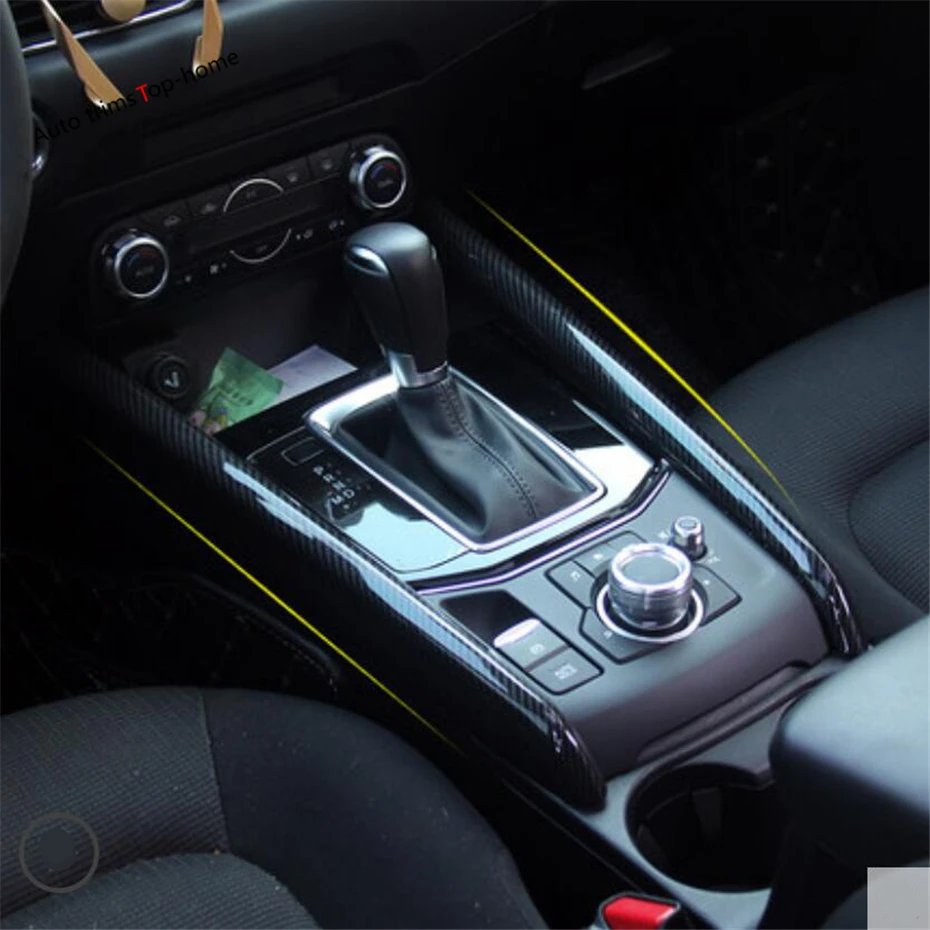 

Yimaautotrims Central Control Gear Shift Decorative Strip Cover Trim Fit For Mazda CX-5 CX5 2017 - 2022 ABS Carbon Fiber Look