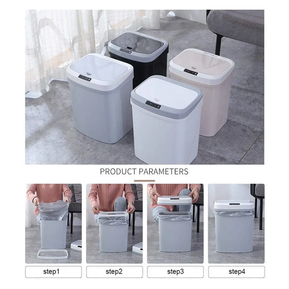 Автоматическая корзина для мусора с Usb и батарейным питанием пластиковый