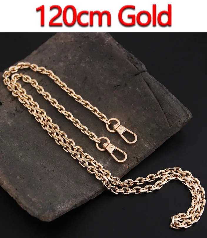 120cm Gold Светло 7 мм золото, пистолет черный, серебряный сменный кошелек цепь наплечный ремень через плечо для небольшой сумки, клатч Сумки DIY O цепи - Цвет: 120cm Gold