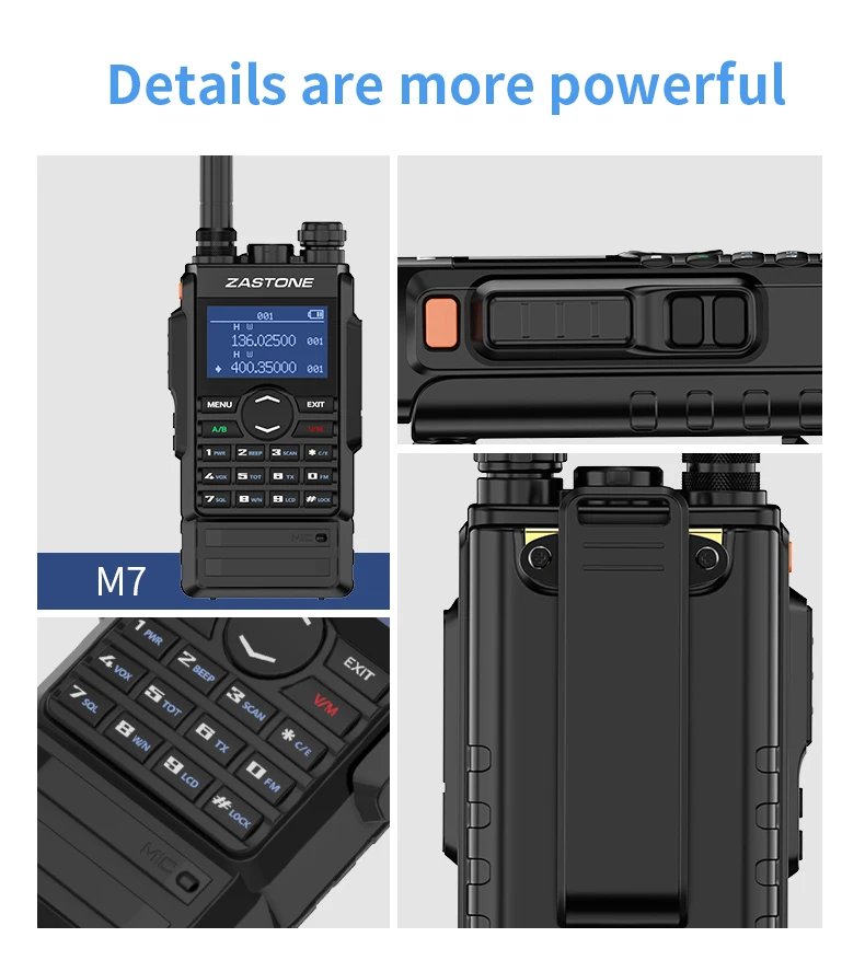 zastone m7 walkie talkie vhf uhf portatile radio 5w walkie talkie 2600mah battery two way radio fm ham 136 174 400 480mhz free global shipping