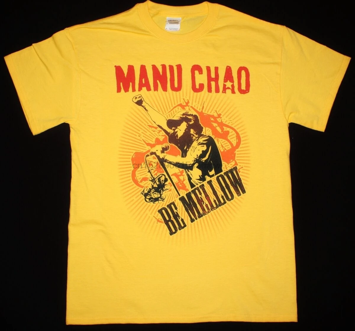 Мужская Желтая футболка MANU CHAO BE MELLOW радио BEMBA Hand NEGRA SKA PUNK MALAVIDA |