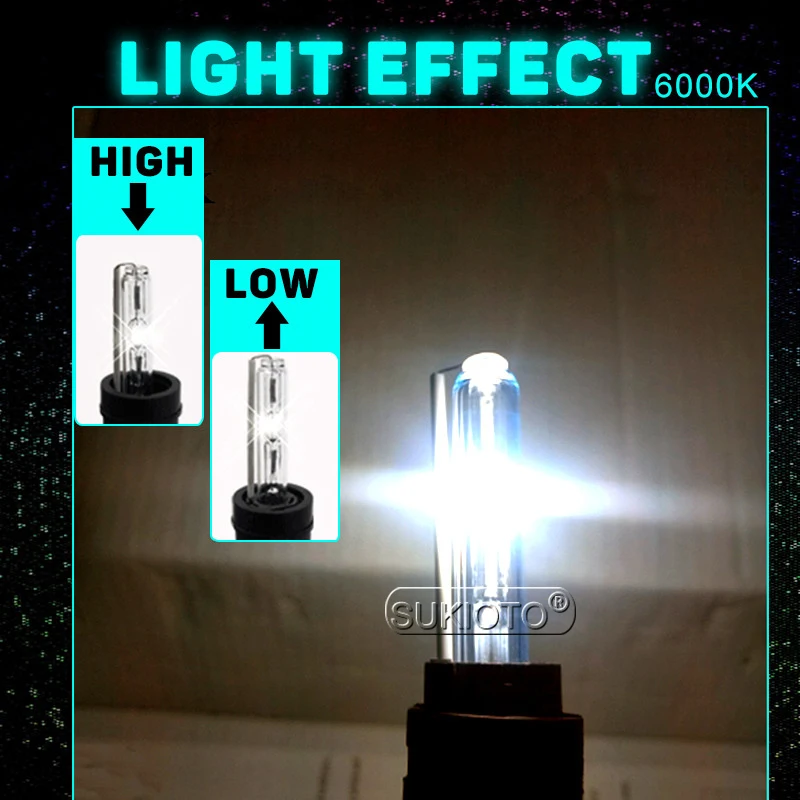 SUKIOTO AC 12V Bixenon H4 HID Xenon Bulbs 35W 55W H4-3 Hi/Lo Beam Headlight Replacement Bulb 4300K 5000K 6000K 8000K | Автомобили и