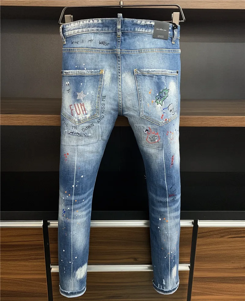 

Dsquared2 Cool Guy Hole Jeans D2 Men Pants DSQ2 Embroidered Trousers 9806