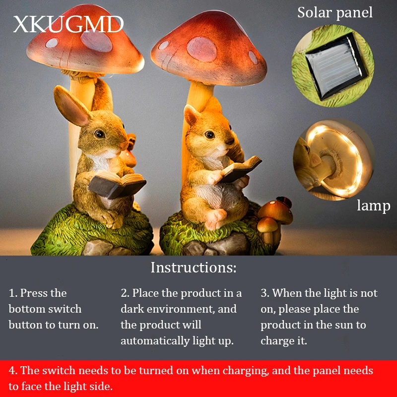 Ночсветильник в виде кролика ежика украшение для сада скульптура маленького