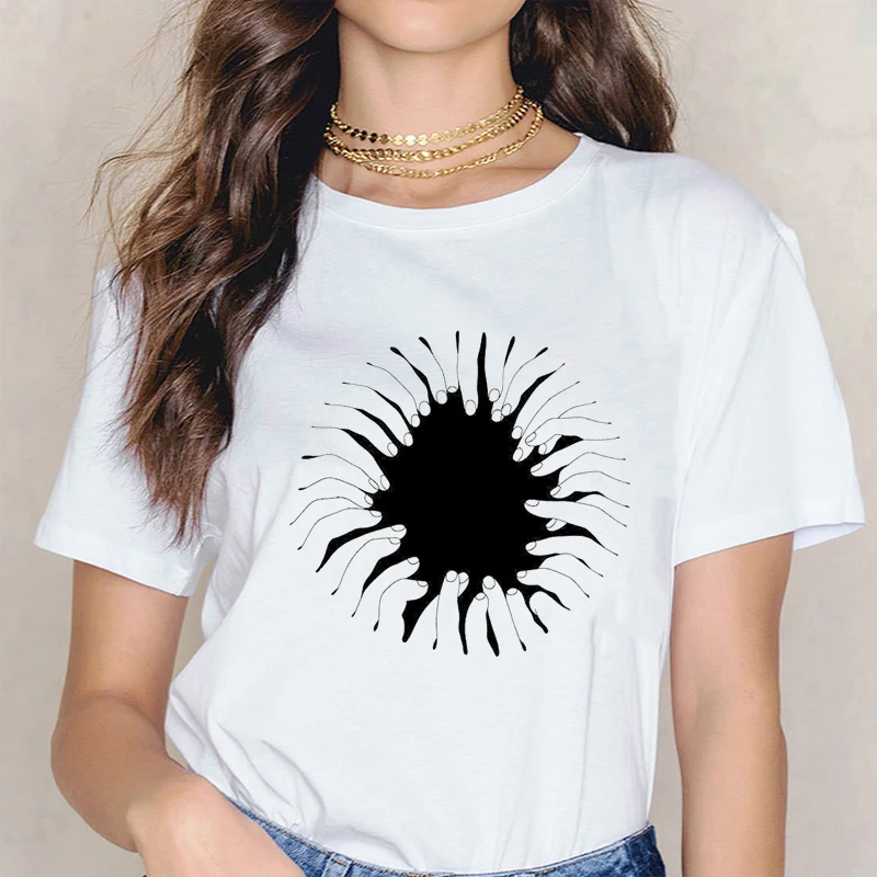 Женская футболка с креативным принтом летняя большого размера новинка 2020 модная