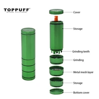 toppuff multifunctional aluminum tobacco herb grinder storage container one hitter ceramic dugout pipe smoking accessories