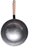 chinese hand forged wok pan traditional hand hammered carbon steel pow wok with bamboo handle and steel helper handle non stick
