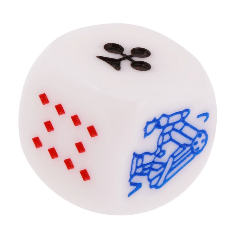 

10pcs 6 Sided D6 Dice King Queen Jack 16mm Acrylic Poker Gaming Card Game Dices