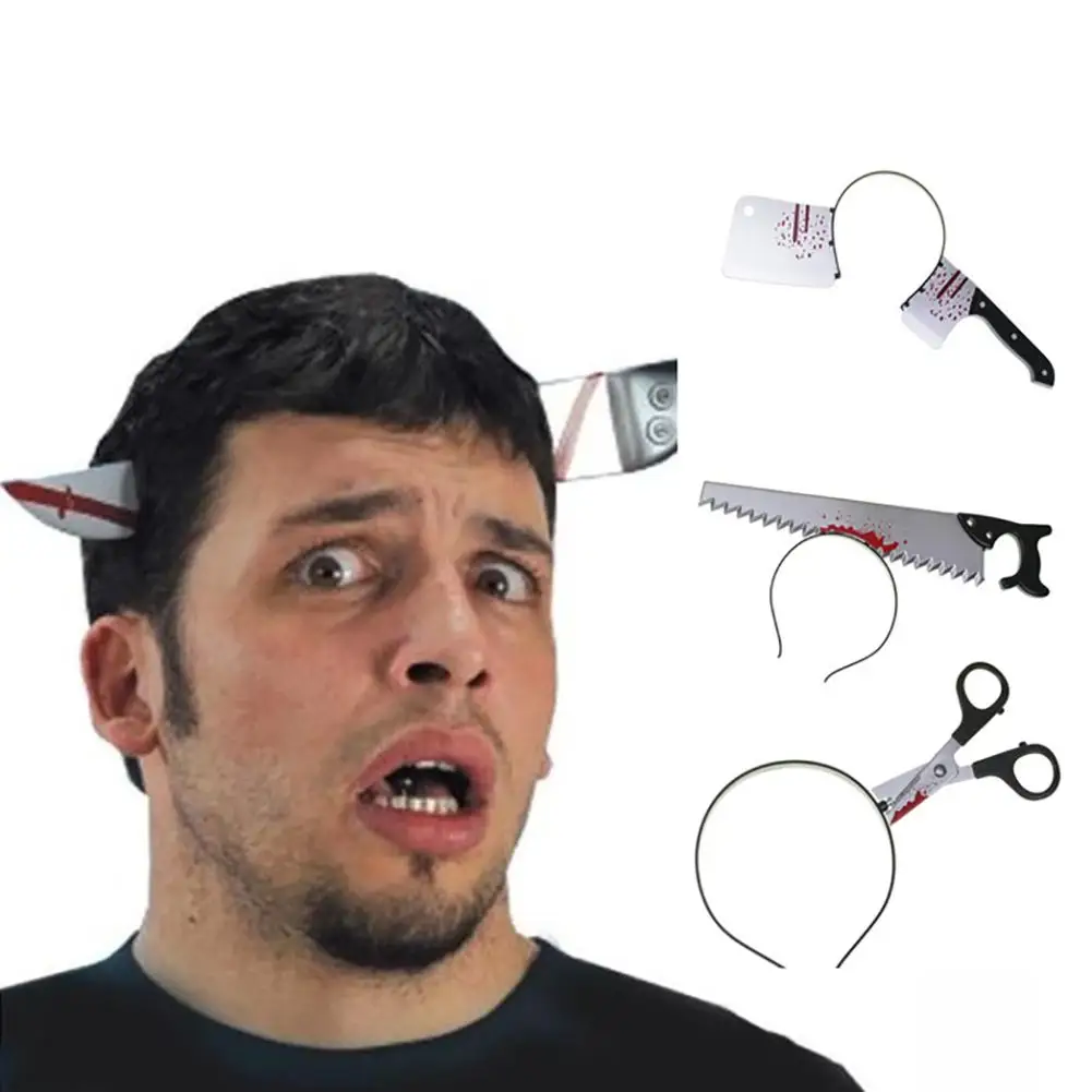 

Halloween Party Prop Horror Fake Knife Scissors Nail Pass Through Head Prank Toy