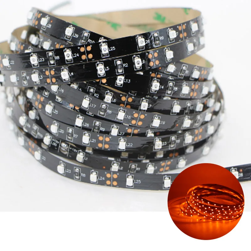 3528 60leds black DC12V SMD 5050 3528 светодиодный световой бар оранжевый 600nm истинный Оранжевый Светодиодный луч светодиодный свет с веревкой свет 12 в коридор моделирующая лампа - Испускаемый цвет: 3528 60leds black
