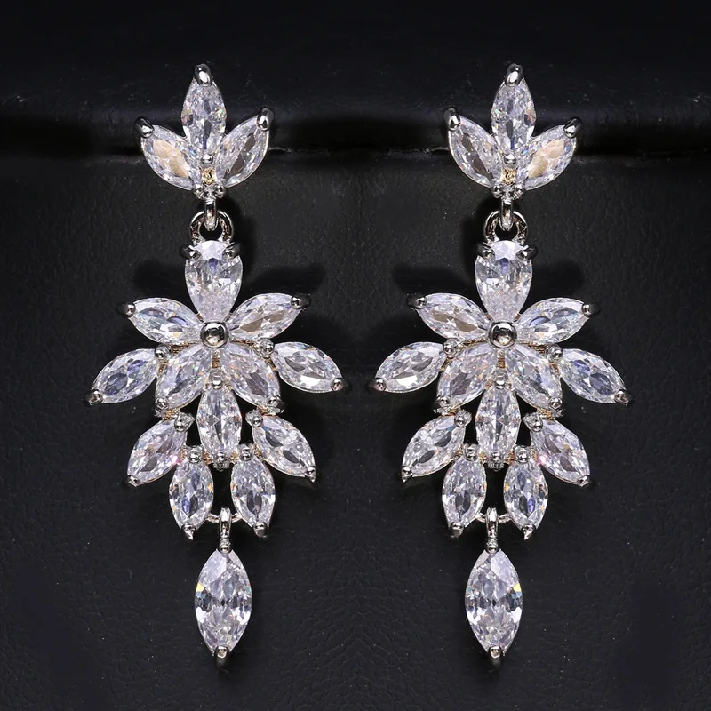 

Ekopdee 2022 New High Quality Luxury Zirconia Earrings For Women Elegant Bridal Wedding Jewelry Female Kolczyki Pendientes