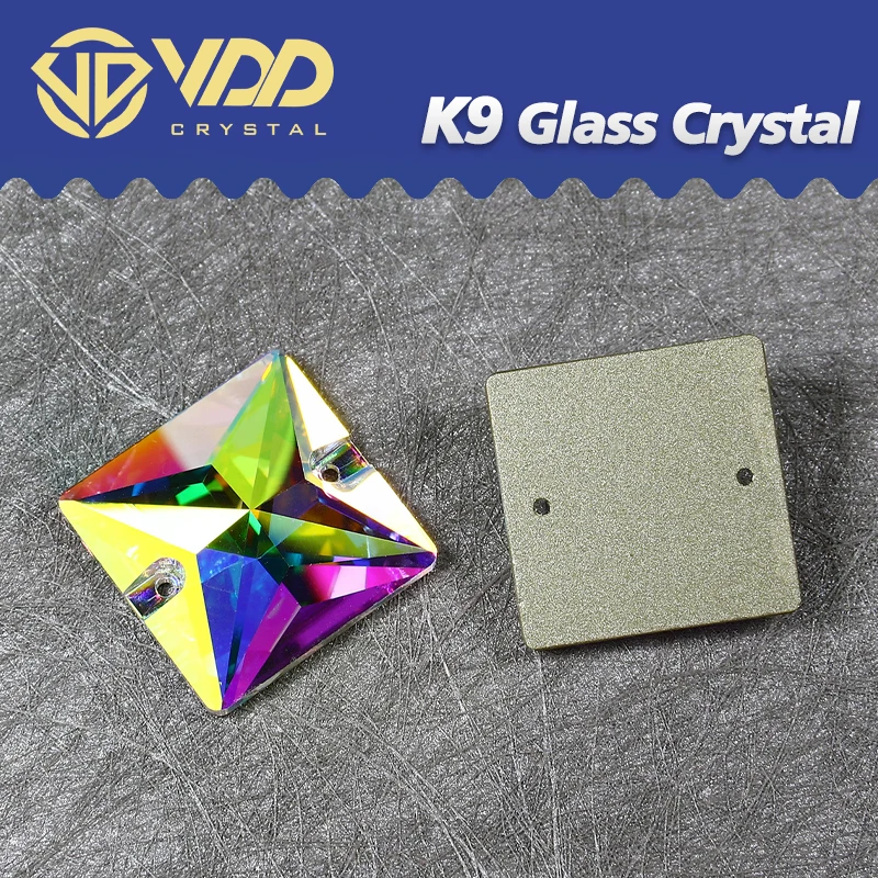 

VDD 45Pcs Square AAAAA K9 Glass Sew On Rhinestone Sewing Crystals AB Flatback Stones For Clothes Accessories Wedding Dress
