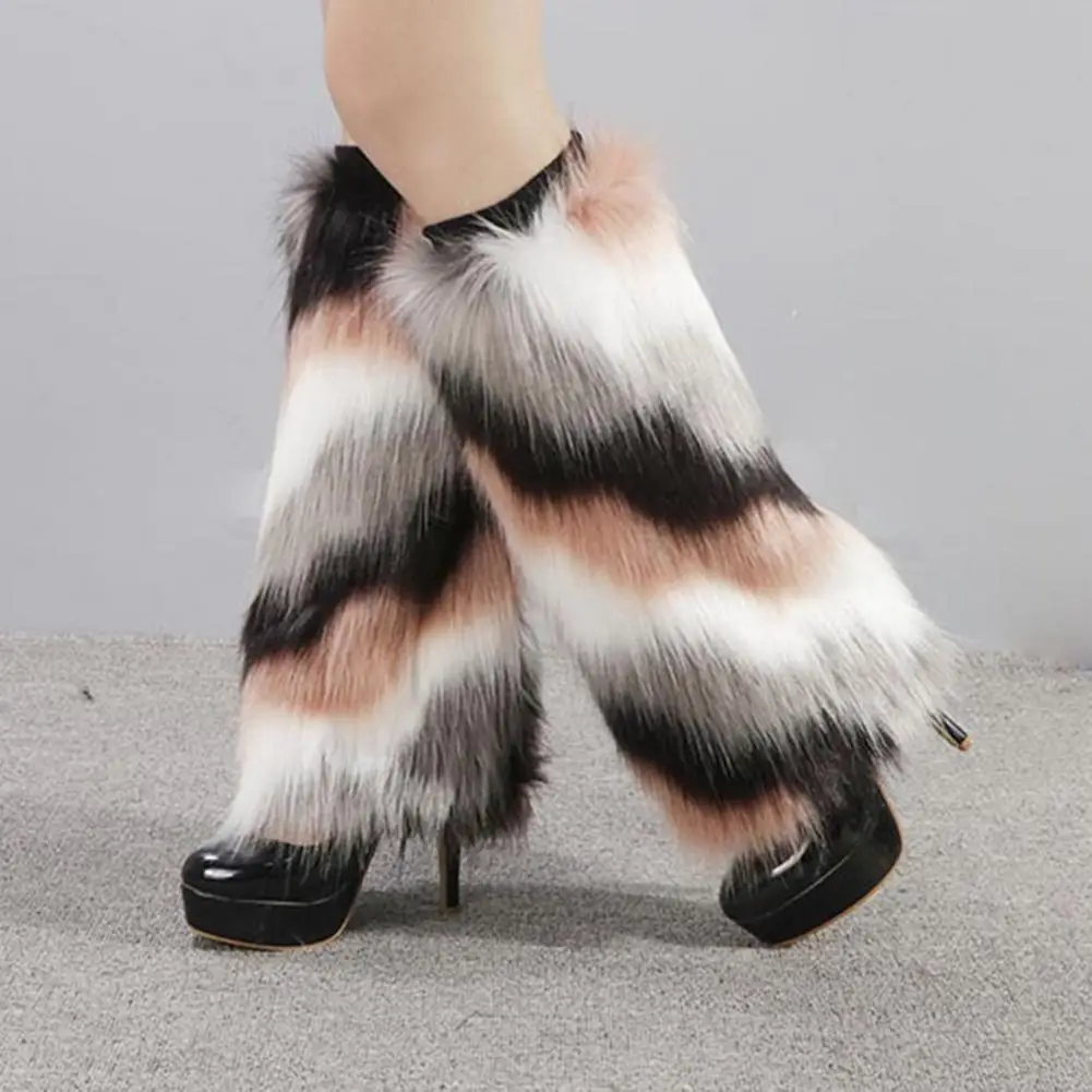 y2k Women Fur Leg Warmers Fashion Luxury Winter Fashion Solid Color Women Boot Covers Warm Furry Faux Fur Leg Warmers Boot Cuffs