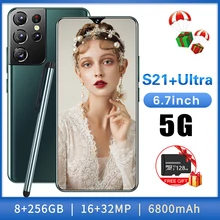 Teléfono Inteligente S21 Ultra +, versión Global, Pantalla Completa de 6,7 pulgadas, 6800mAh, 512GB + 12GB, cámara HD de 16 + 32MP, desbloqueado, 4G, 5G, Android (1)