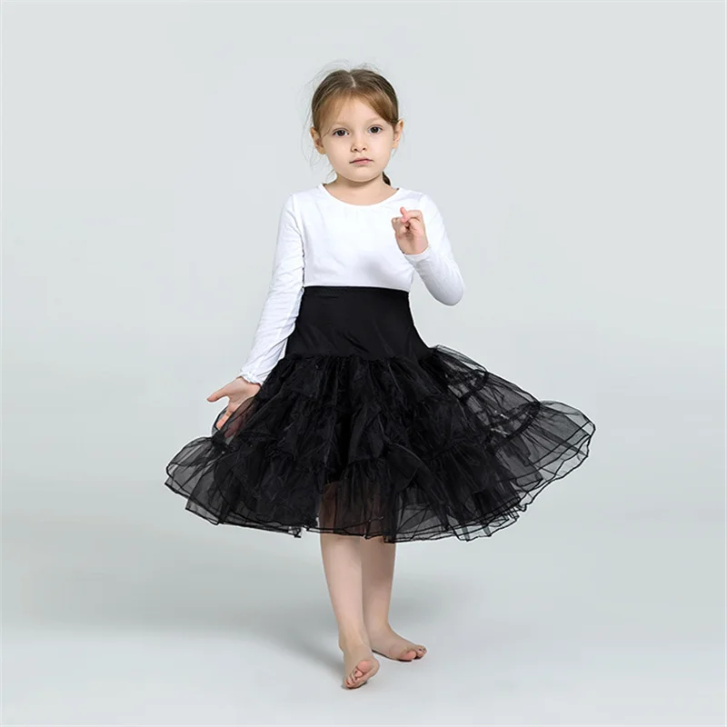 Hot sale children small 3 layer tulle skirt soft girl tutu skirt fluffy crystal yarn cute princess party pleated skirt petticoat