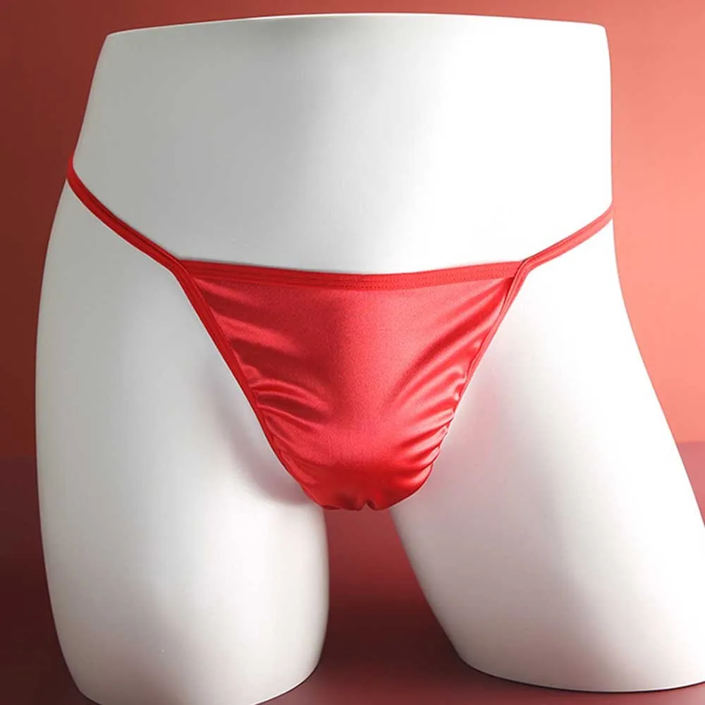 

Mini T-back Ultra-thin Silk Satin Sexy Brief Sexy Bikini G Strings Men Panties Erotic Thong Low Waist Backless Buttocks Thongs