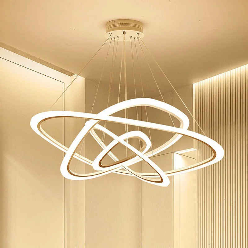 

Acrylic Ring LED Chandeliers Loft Illumination Nordic Suspension Luminaire Art Deco Lighting Fixtures Modern Hanging Lights