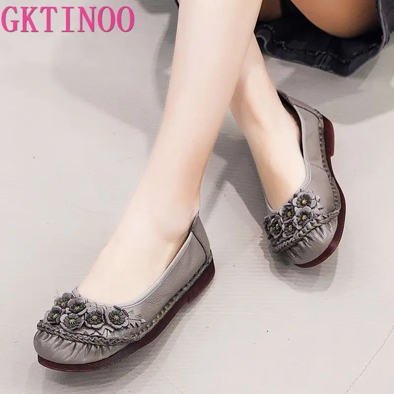 Туфли женские из натуральной кожи на плоской подошве | Обувь