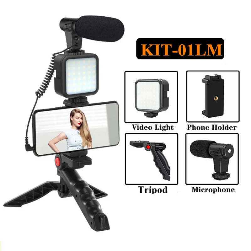 

New Professional Vlogging Video Shooting Kits with Mini Tripod Bluetooth Selfie Control for SLR Camera Smartphone Recording