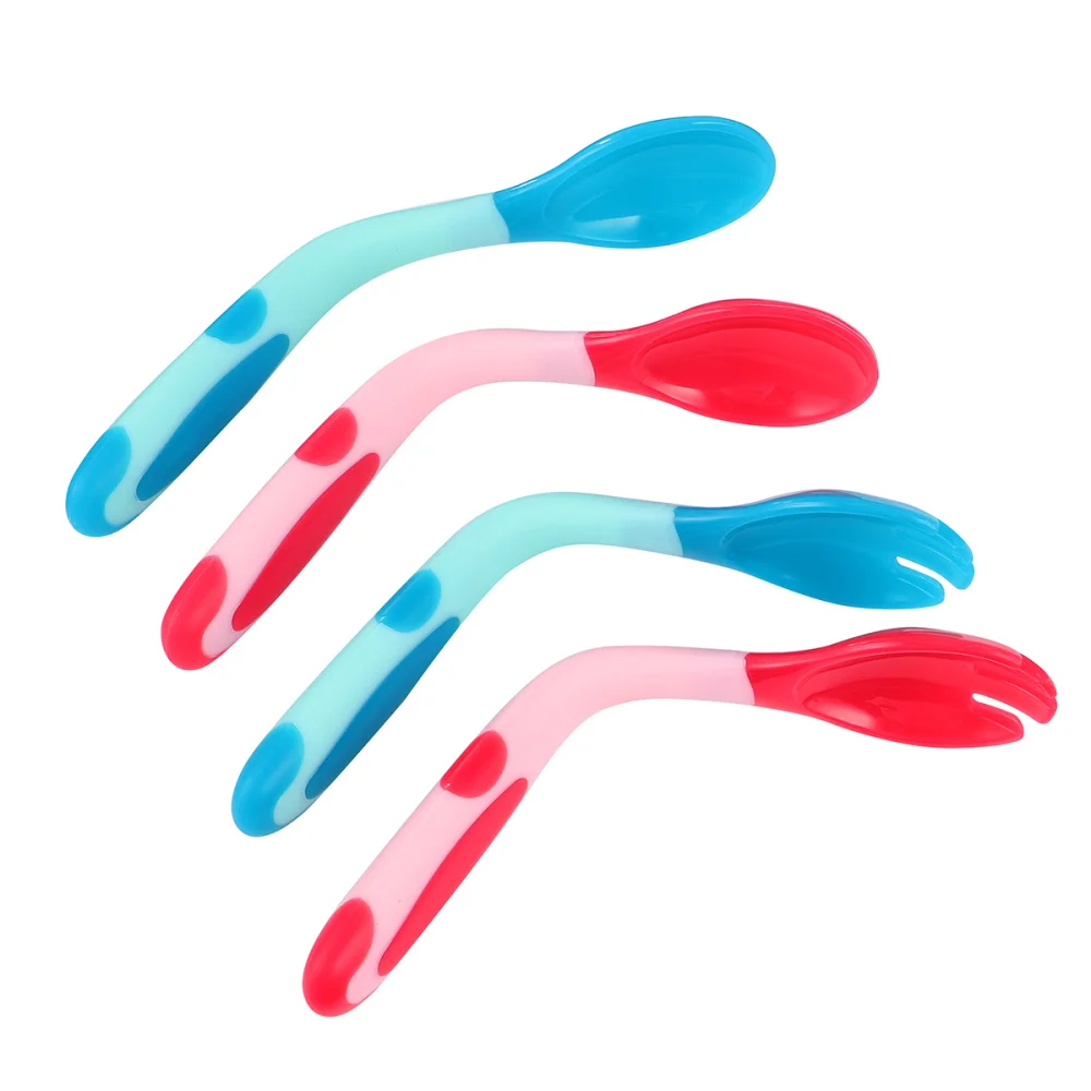 2 комплекта детских принадлежностей ложка вилка детская тренировочная посуда