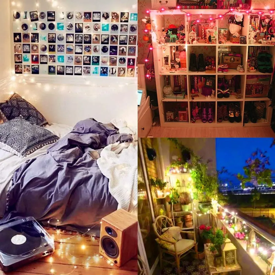 Гирлянда светодиодная с медной проволокой на батарейках | Лампы и освещение